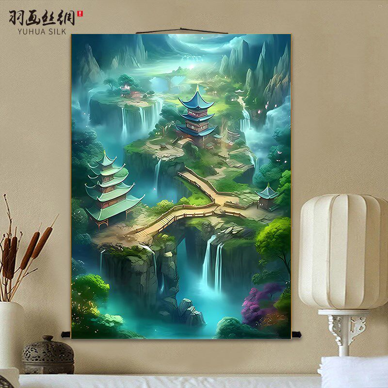 仙家堂口山水画东北堂屋堂单暗堂风景画画仙堂背景供奉挂画