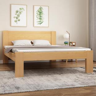 北欧实木床1.5米双人床现代简约高脚床一米五松木床工厂直销床