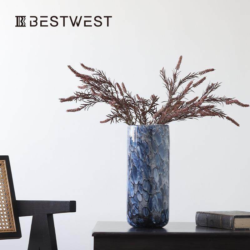 Bestwest蓝色大理石鹅卵石直筒柱状水培玻璃花瓶家居花器软装饰,清洗/食品/商业设备,风口/风叶/风机配件,淘宝优惠券,粉丝福利购,淘宝优惠卷