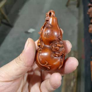 复古做旧收藏黄杨木貔貅葫芦小赏玩件新品收藏木质工艺品