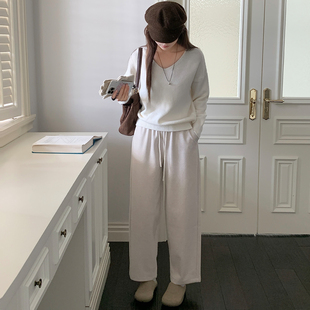 梨形报恩裤 羊绒弯刀裤 休闲裤 女宽松显瘦垂感长裤 慵懒风高腰阔腿裤