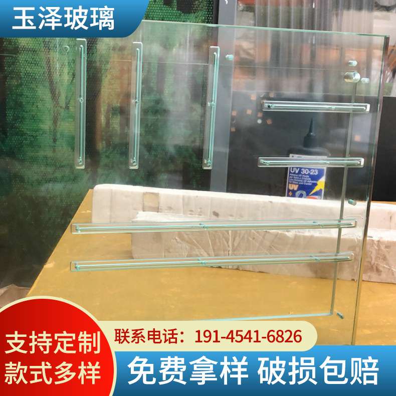 玻璃珠宝展示柜家具道具多边形黑色钢化夹胶展示家居玻璃门黑玻
