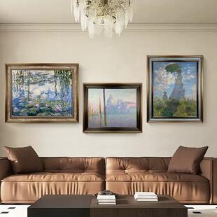 印象派莫奈世界名画时尚简约肌理层装饰画油画复制品餐厅玄关挂画