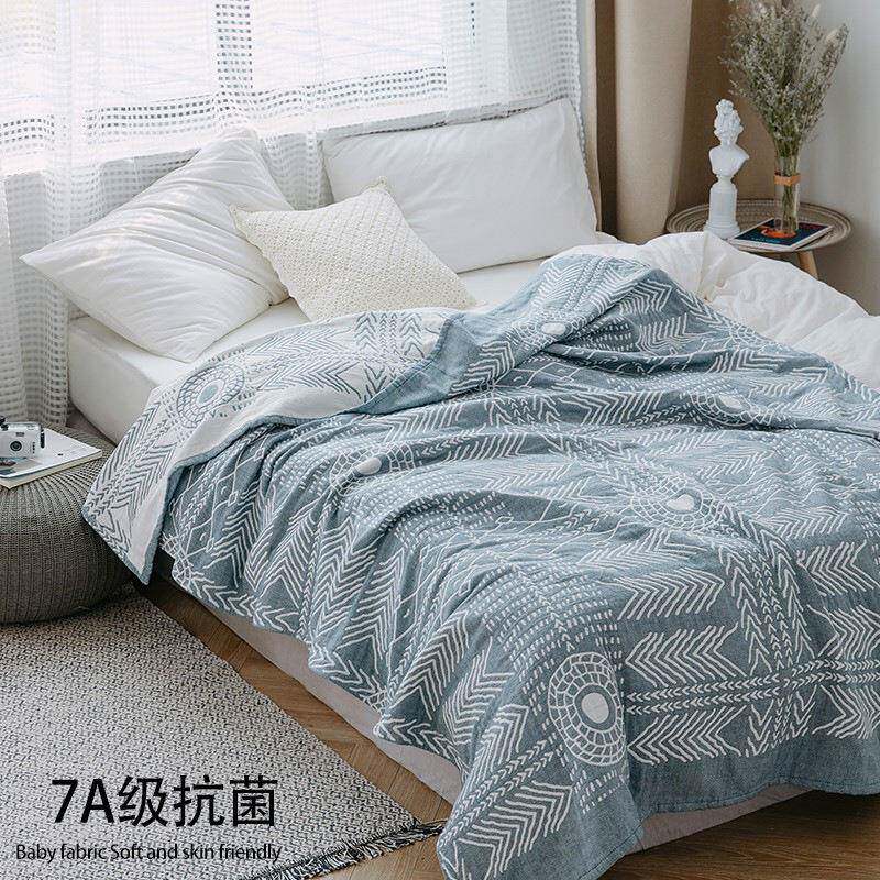 四层纱布纯棉简约风柔软舒适加大加厚家用毛巾被四季通用可铺可盖