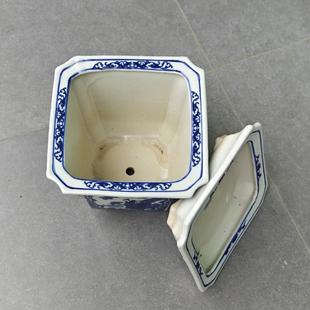 陶瓷花盆高温青花瓷带托盘兰花绿萝盆景老庄花卉八角盆多肉盆