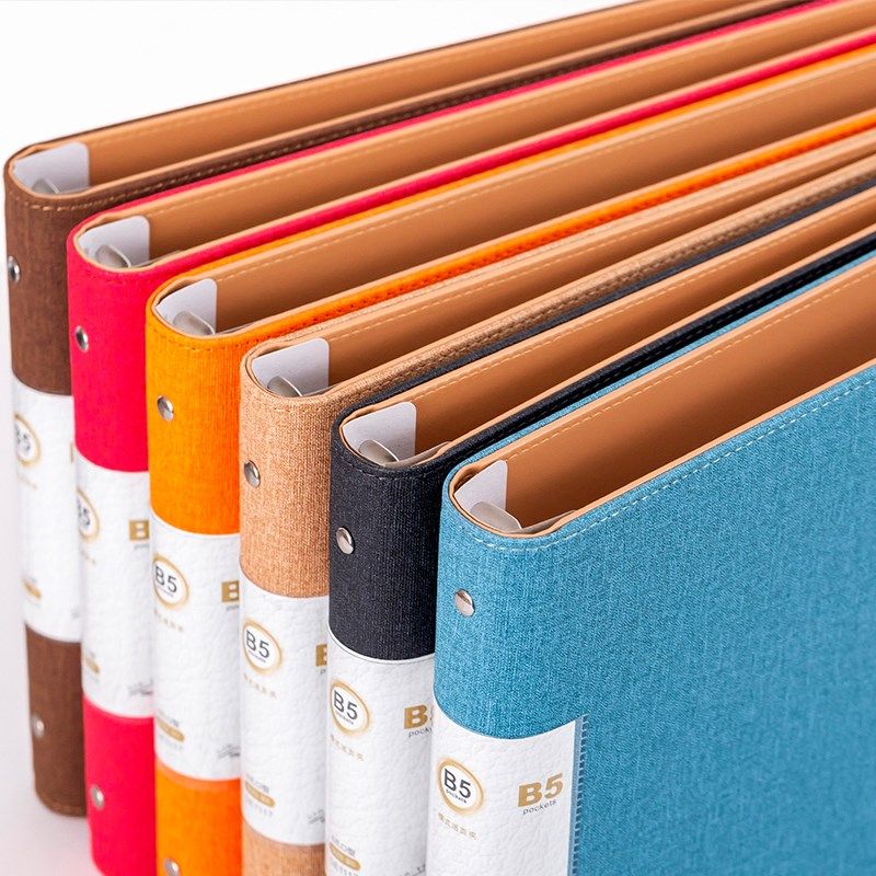 A4横版皮质快劳夹打孔活页a4文件夹商务夹A5文件夹多孔档案夹B5文