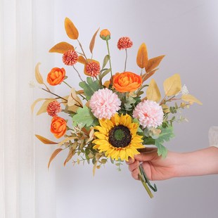 仿真植物盆栽会议室假花盆景向日葵绿植电视柜台空调柜机上的摆件