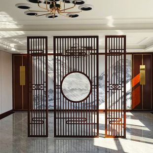 实木烤漆隔断镂空雕花板格栅仿古中式 客厅屏风玄关沙画通花板花格
