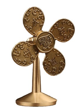 风生水起纯黄铜风车摆件招财进宝财源广进小风扇开运礼物工艺礼品