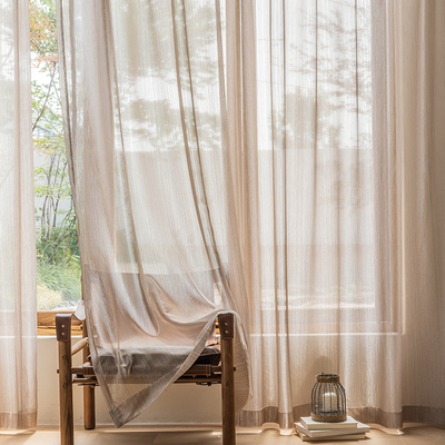 法式轻奢定制流光纱 成品透光不透人客厅卧室阳台飘窗落地窗纱帘c