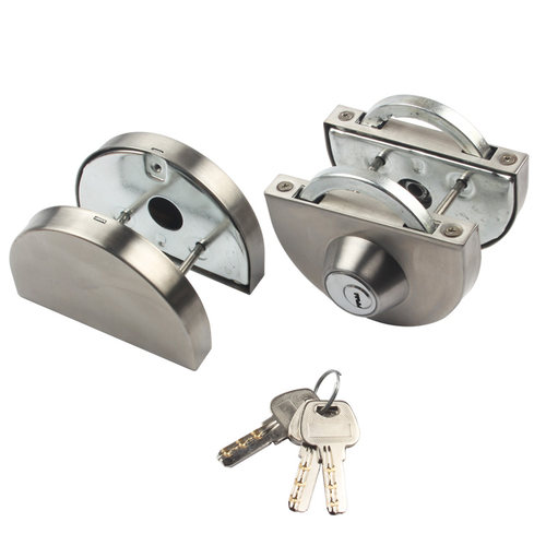 玻璃门锁双门U型锁单门玻璃锁铝合金店铺锁商铺有框门锁具免开孔