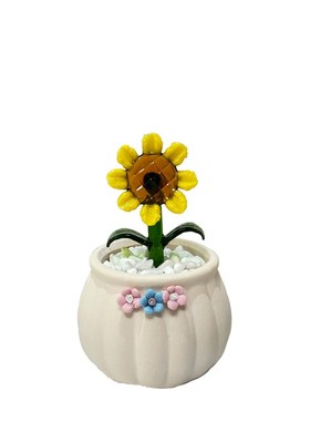 太阳花小摆件 淄博琉璃花朵盆栽 办公L室桌面饰品摆件创意礼物