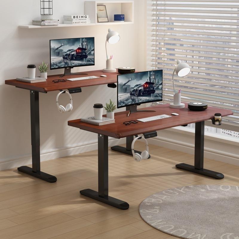 全实木面板电动升降桌腿电动书桌家用办公桌电竞可升降电脑桌