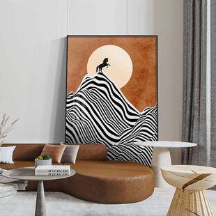 客厅装饰画轻奢落地大画抽象线条壁画酒店卧房挂画现代简约玄关画