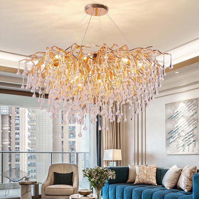 后现代金色玻璃吊灯轻奢简约铝材灯饰别墅餐厅客厅灯酒店工程灯具