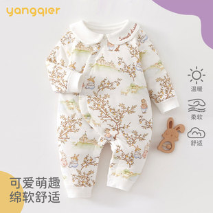 婴儿连体衣a类纯棉40g夹棉秋冬季女宝宝衣服新生儿无骨保暖爬爬服