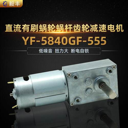 5840-555四方型微型直流有刷马达蜗轮蜗杆减速电机低噪音大扭力