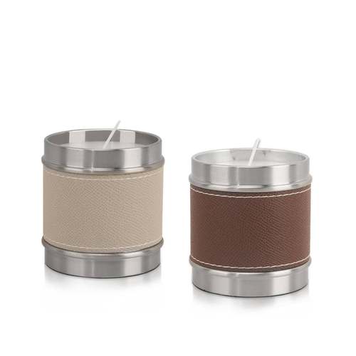 高档皮革金属香氛蜡烛创意摆件卫生间客厅卧室玄关书房家居装饰品