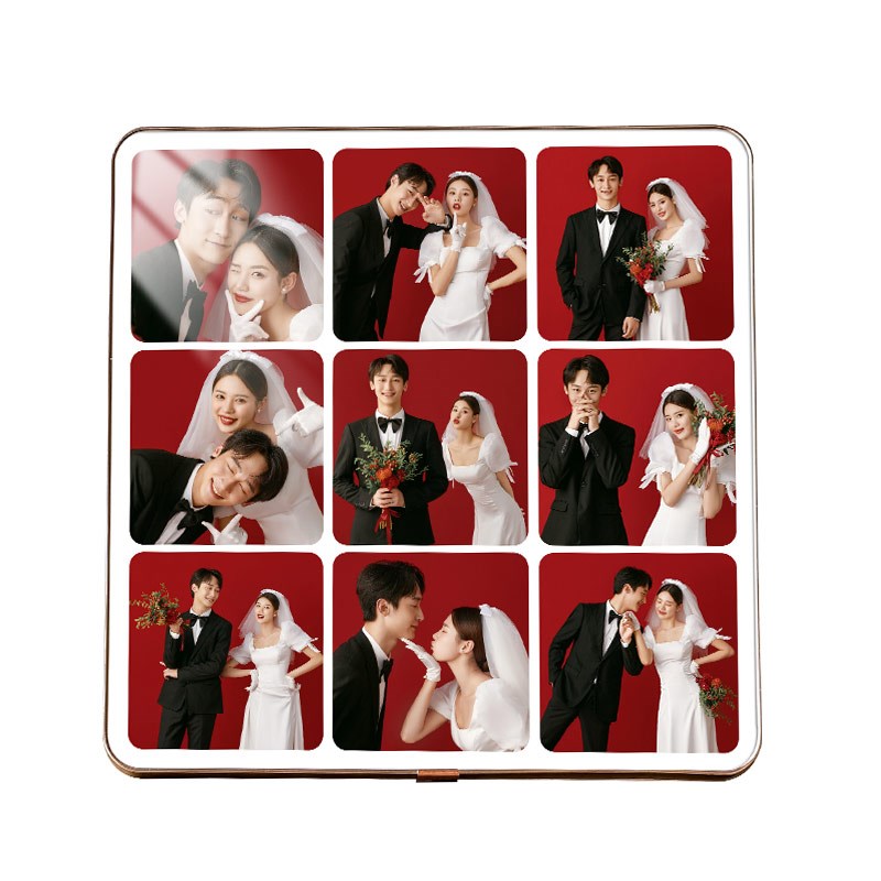 结婚照相框摆台多张照片组合挂墙实木高级J感轻奢法式diy家庭定制