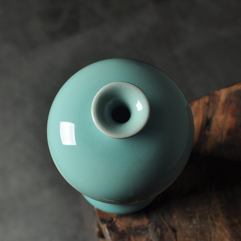 龙泉窑青瓷花瓶小号陶瓷中式客厅摆设博古架插花装饰家居梅瓶摆件