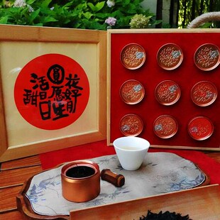 新款茶叶包装盒竹木高档普洱收纳盒创意豆腐块茶礼盒带小罐茶画盒