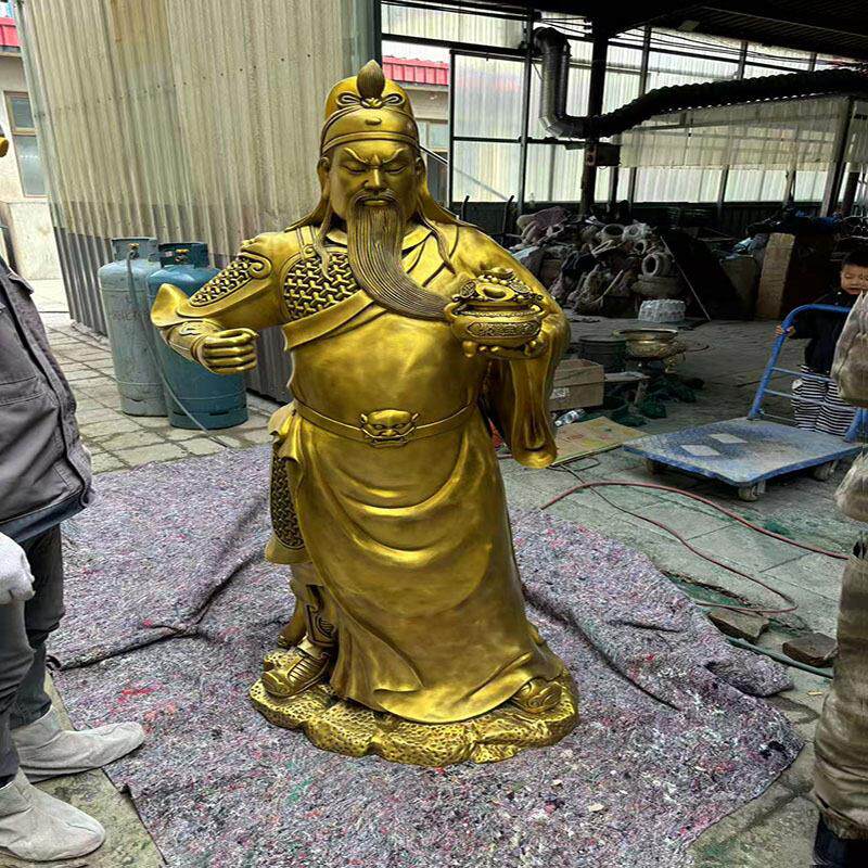 武财神关二爷铜雕佛像 关公纯铜像摆件 铸铜关帝武像 大刀铜关公