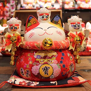 乐喵福缘9寸招财大愿成就红猫存钱罐店面开业家居摆件招财猫