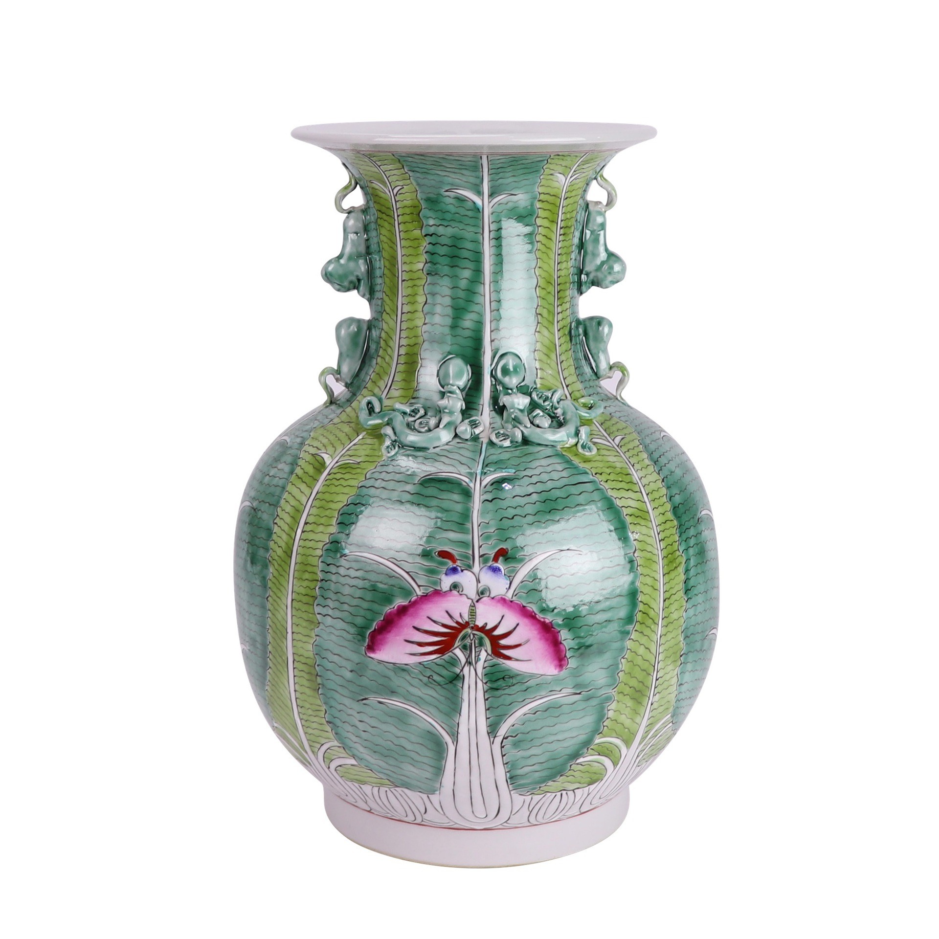 景德镇粉彩花瓶手绘陶瓷水培插花古典客厅玄关装饰工艺品花瓶摆件