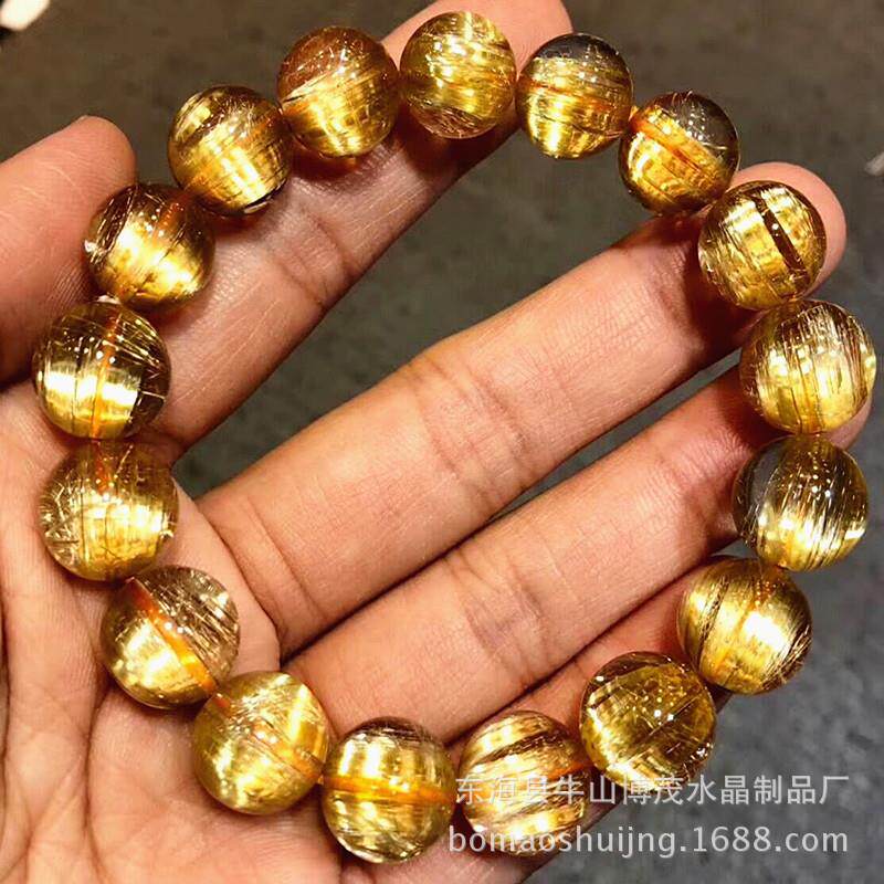 天然钛晶原石手链多圈男女款水晶发晶手排钛晶水晶项链108颗
