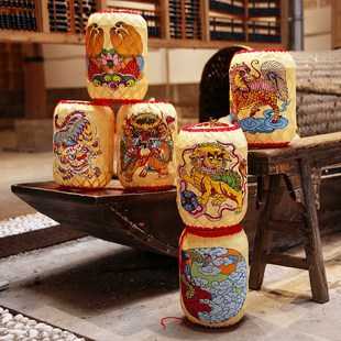 非遗手工艺品手工竹编竹篓龙虎麒麟神兽复古风悬挂商场布置宫灯笼