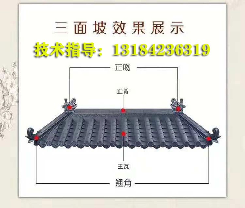 一体仿古瓦树脂瓦k青瓦中式连体墙头屋檐瓦装饰瓦马头墙塑料围墙