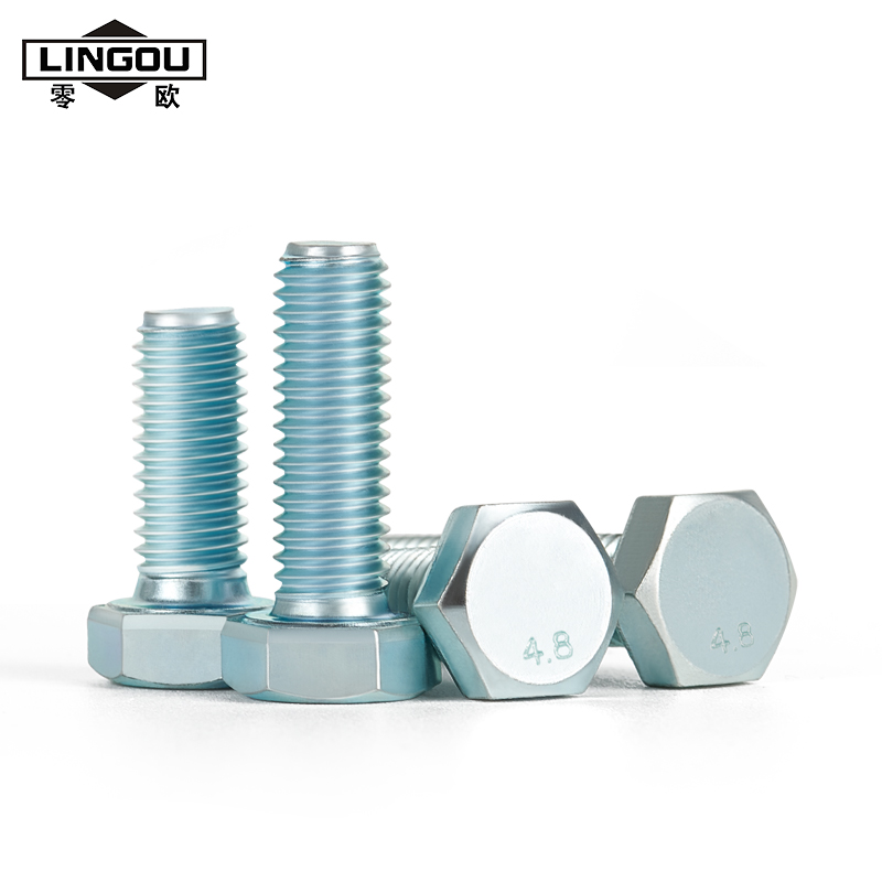 M6M8M10eM12M14M16M20M24M304.8级镀锌外六角头螺丝加长高强度螺