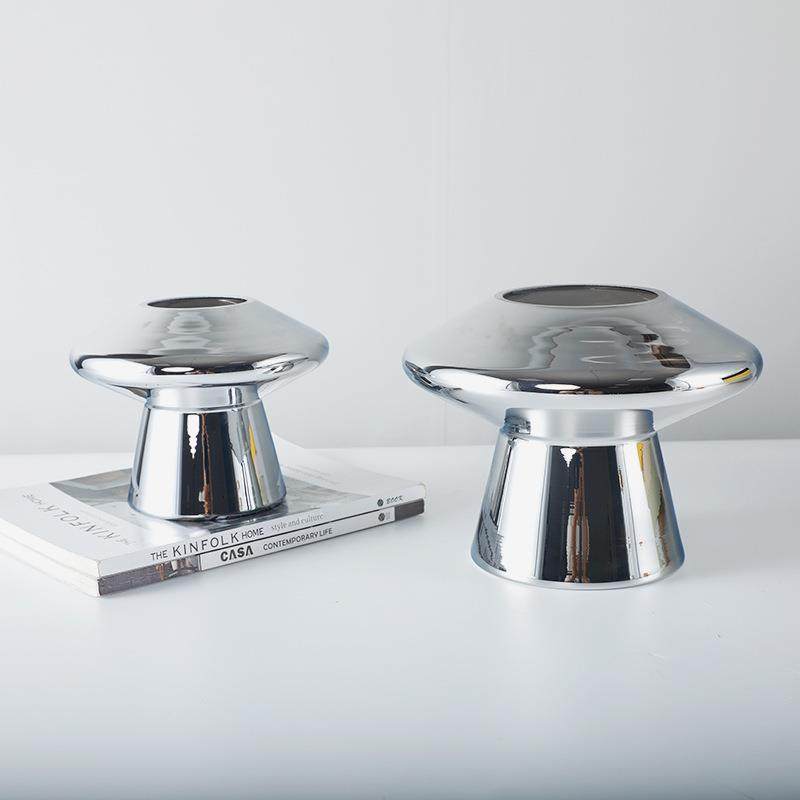 现代简约个性蘑菇造型金属色轻奢欧式插干花客厅餐桌玻璃花瓶摆件,清洗/食品/商业设备,风口/风叶/风机配件,淘宝优惠券,粉丝福利购,淘宝优惠卷