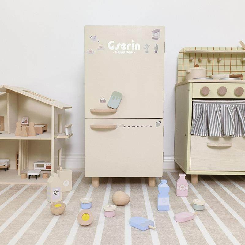 儿童厨房仿真冰箱玩具奶油色原木系列木质3岁过家家厨具益智,纺织面料/辅料/配套,纺织机械配件,淘宝优惠券,粉丝福利购,淘宝优惠卷