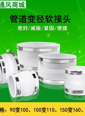 新风系统管道风机pvc管软连接件软性接头90变100150200减震密封
