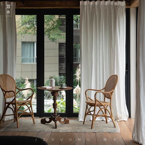 叕木东南亚藤艺\天然r家用藤编餐椅酒店民宿咖啡厅饭店单人扶手