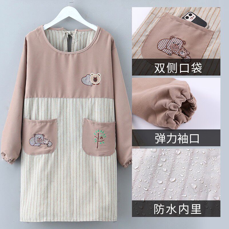 防水防油长袖做饭罩衣2021新款围裙女夏季家用厨房薄款透气工作服