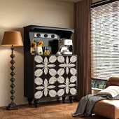 法式 复古餐边柜储物收纳一体茶水吧台柜咖啡机柜多功能岛台彩绘柜