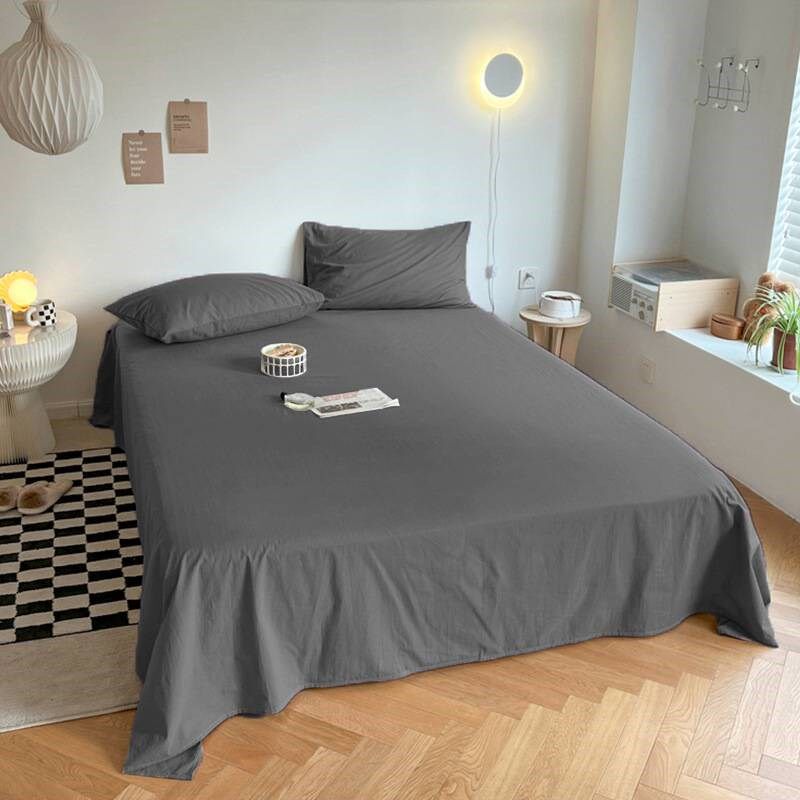 床单1.5m学生宿舍单件双人被单榻榻米四季纯色枕套2m被套家纺