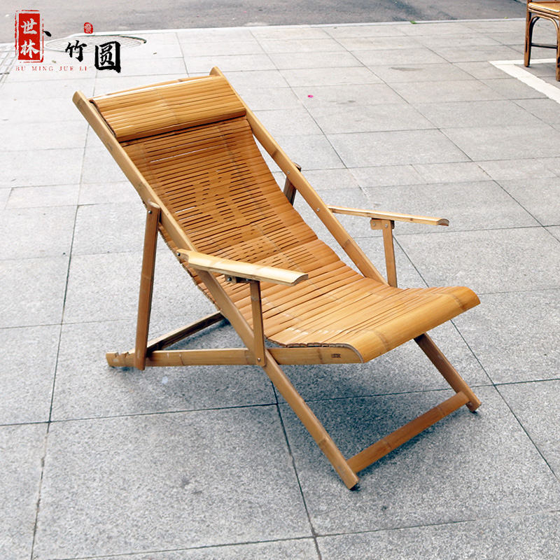 折叠午休竹躺椅 逍o遥椅老式家用便携大人小孩午睡竹椅子四川休闲