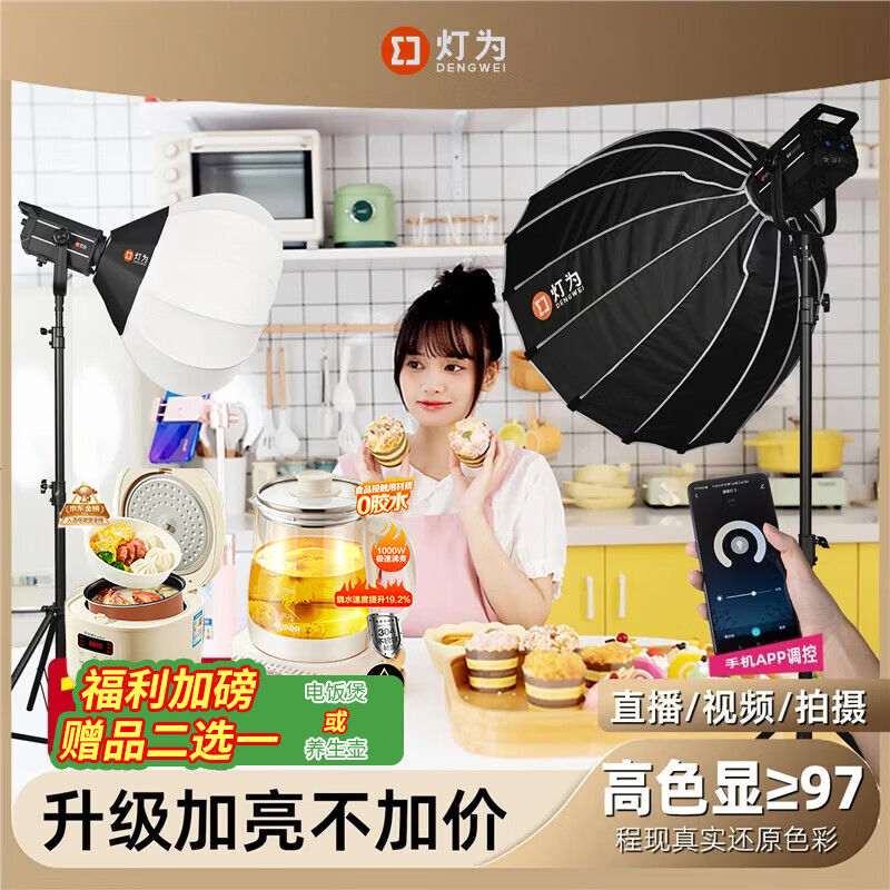灯为KK200WBi影视级补光灯专业级LED双色温摄影灯绿幕直播间常亮灯主播专用人像柔光灯珠宝短视频图片
