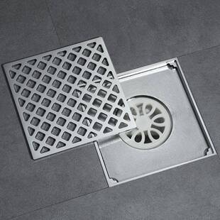 HIDEEP镀铬隐形方形150*150mm卫生间大排量排水地漏家用