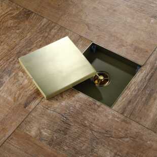 150*150mm隐形不锈钢阳台卫生间排水地漏拉丝金HIDL143-2