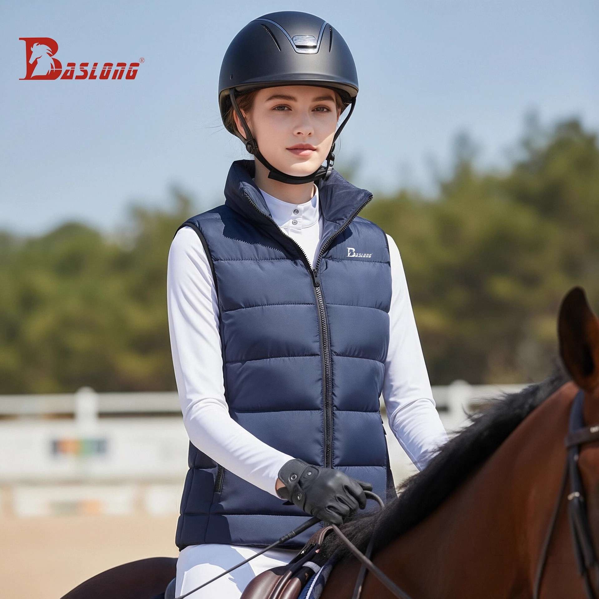 八尺龙马术服秋冬款新款骑士马甲背心马术背心羽绒棉男女款外套