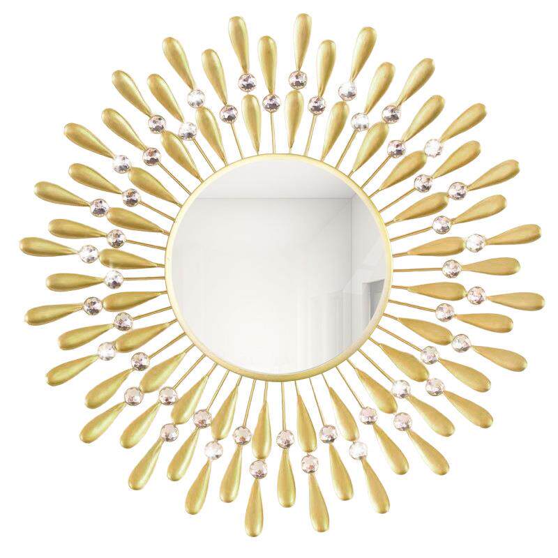 铁艺圆形挂墙镜卫生间浴室宿舍镜子挂墙洗漱台壁挂式化妆镜手工