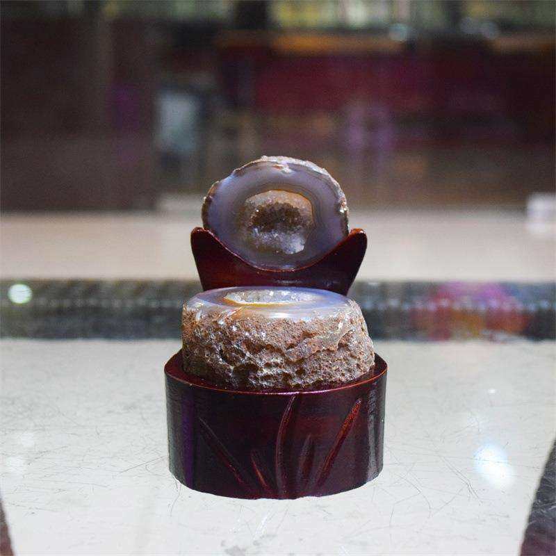 矿宝 天然玛瑙水晶原石聚宝盆居家办公紫水晶洞乌拉圭晶簇摆件