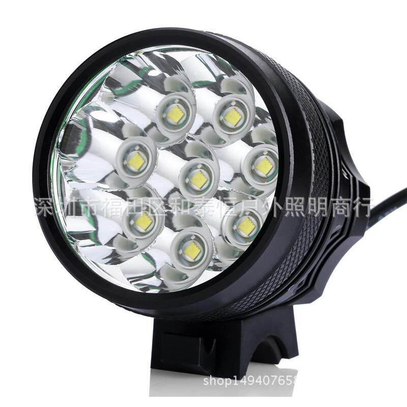 热销8T6自行车灯 大功率LED自行车夜骑灯充电高亮山地车T6前灯