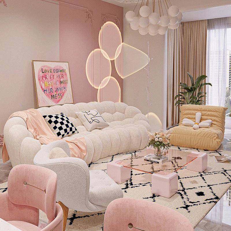 法式奶油风布艺沙发法国罗奇堡bubble异形网红弧形设计师泡泡沙发