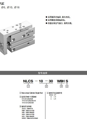 小型滑台TPC气缸NLCS6-NLCS10-10 16-5-15-2O0-25-30-40 W8H