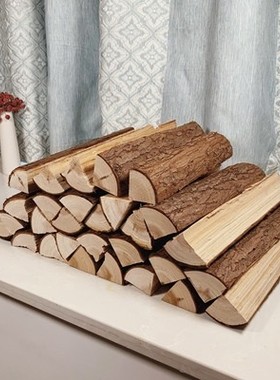 壁炉装饰木柴户外木柴原木取暖木头客厅装饰饭店民宿木材篝火杉木